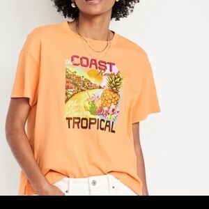NWT OLD NAVY Vintage Graphic Tee, PXL, Coast Resort Tropical Design, Sold Out